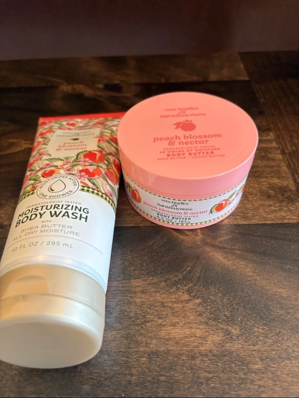 BBW Limited Edition Vera Bradley Peach  Blossom & Nectar Wash + Body Butter, NEW